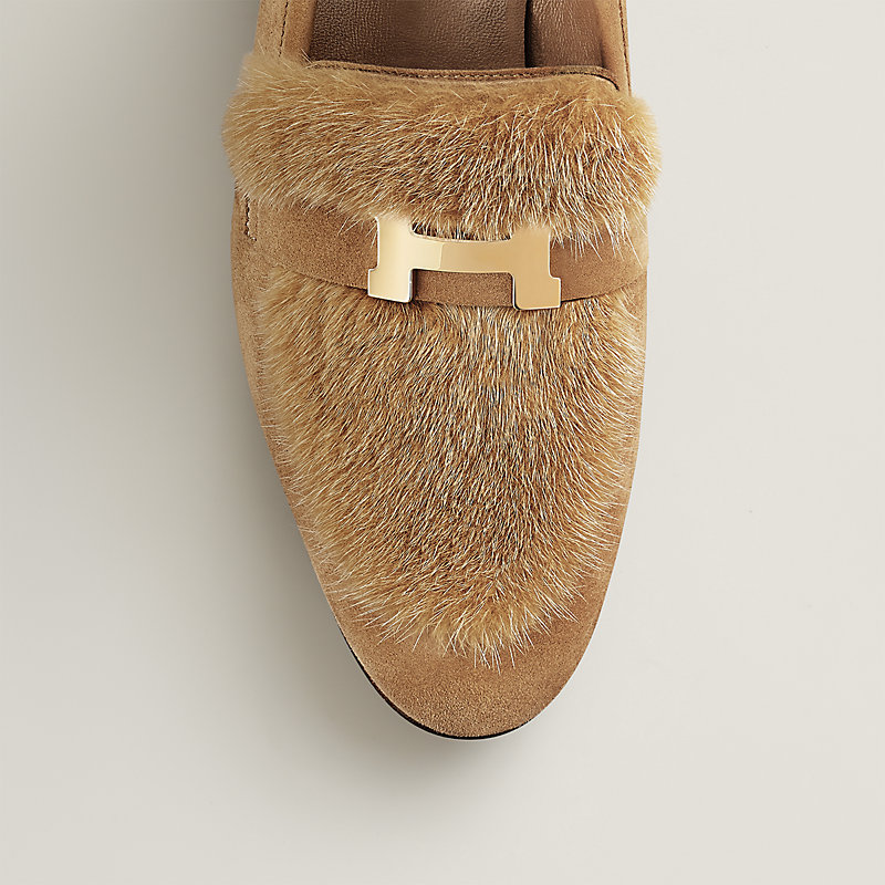 Hermes fur outlet loafers